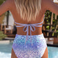 Soutien de biquíni sexy com estampado halter