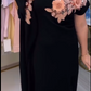 Vestido de verão para mulher com estampado de flores e cor sólida