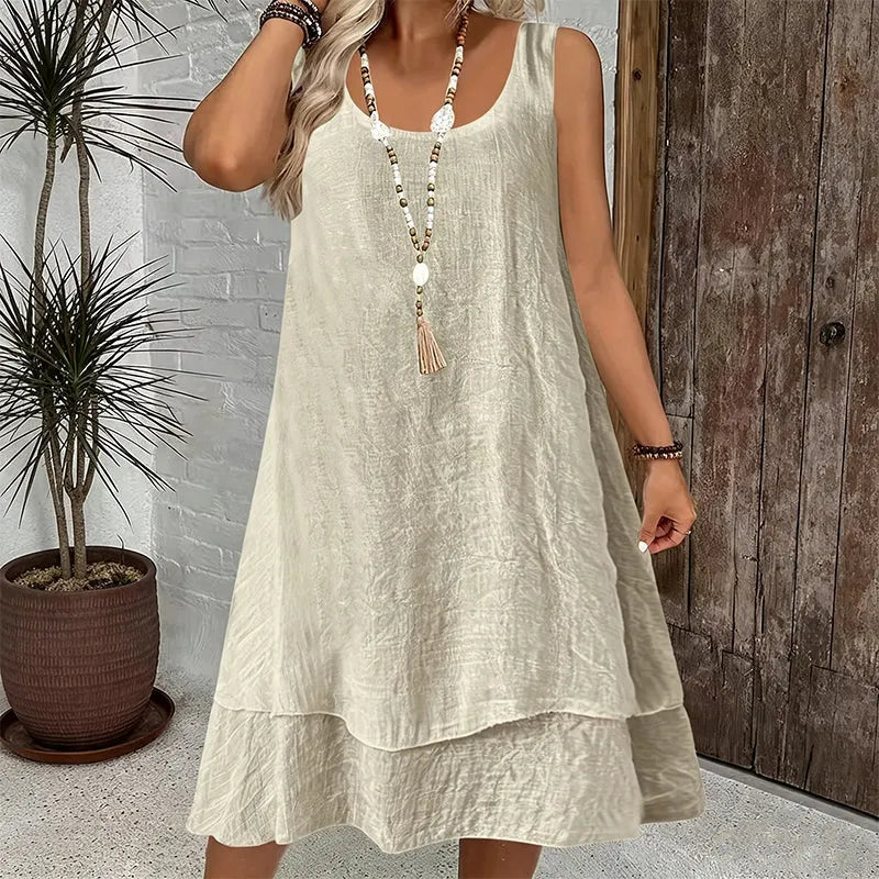 Vestido de mulher de duas camadas sem mangas