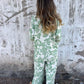 Camisa estampada para mulher com botões e calças largas (conjunto de 2)