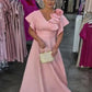 Vestido comprido com decote em V e estampado floral 3D
