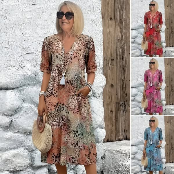 Vestido elegante com estampado de leopardo