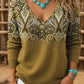 Camisola feminina retro estilo faroeste com ombros caídos