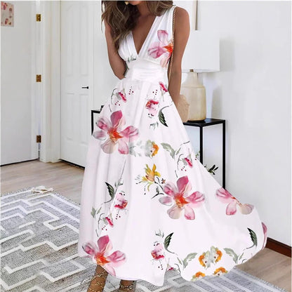 Vestido elegante sem mangas para mulher