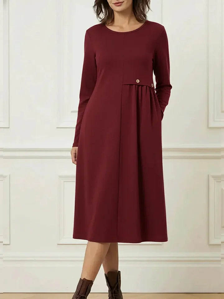 Vestido de mulher confortável de algodão com mangas compridas
