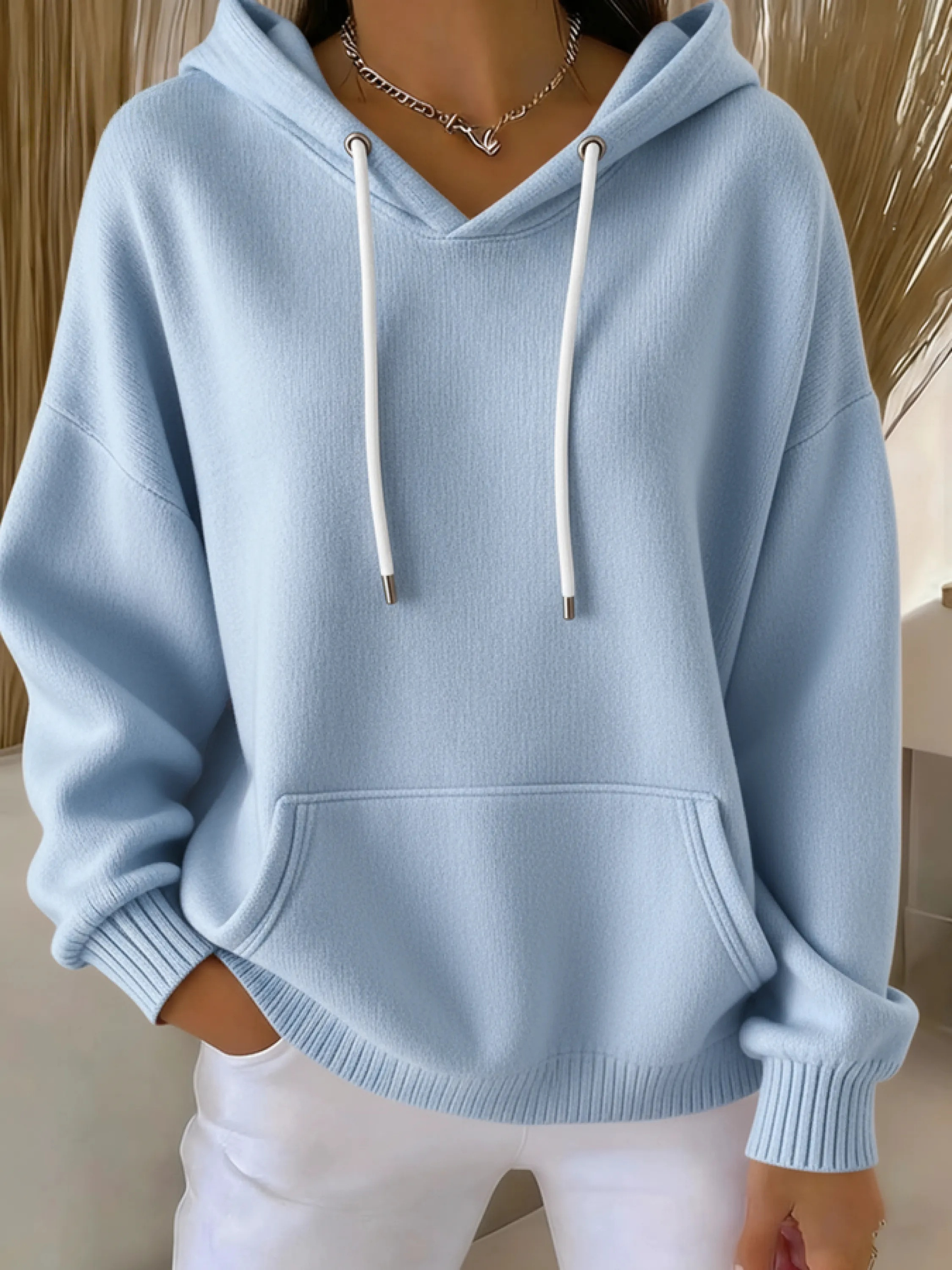 🎄🔥Sweatshirt casual de mulher em malha jacquard multicolorido com capuz