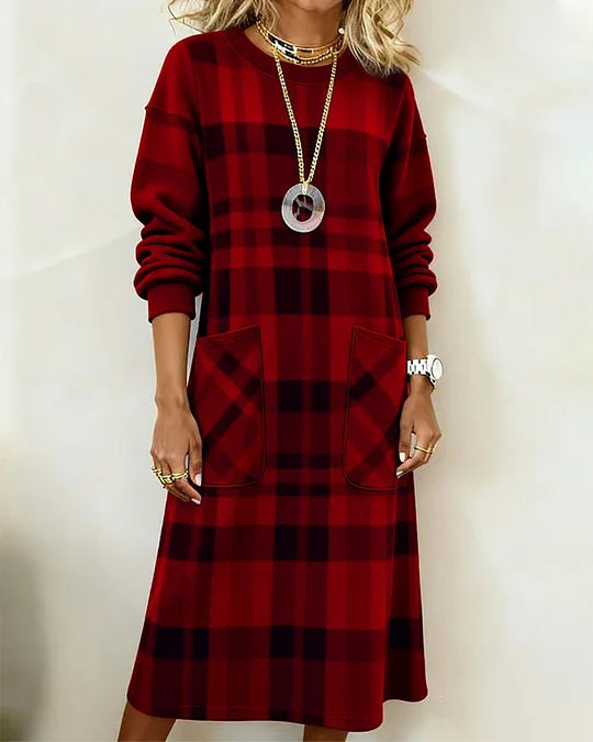 Vestido xadrez com bolsos