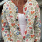 Cardigan com botões e estampado de rosas cor-de-rosa