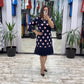 Vestido plissado às bolinhas para mulher