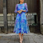 Vestido feminino elegante casual de tule com estampado floral