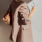 Blazer castanho com gola pied-de-poule e lapela