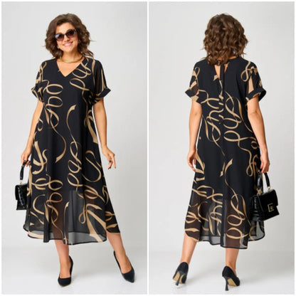 😎💃Novidades para o Verão💥[S-5XL]Vestido de Chiffon Plus Size | Confortável e Respirável