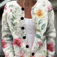 Cardigan com botões e estampado de rosas cor-de-rosa