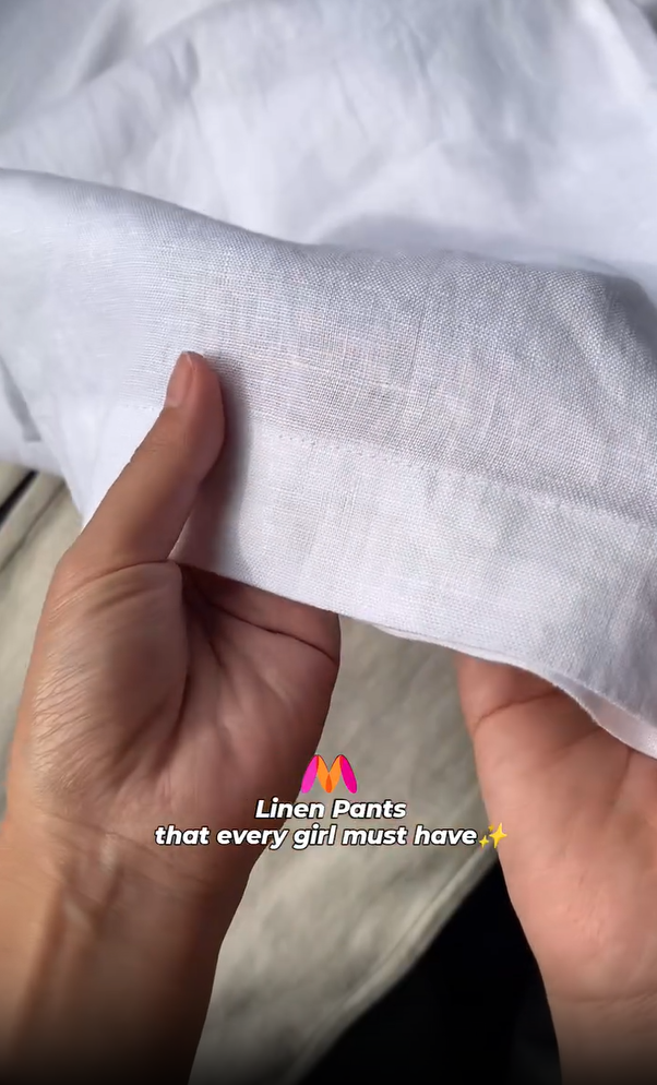 Calças largas de linho para mulher da moda para o verão