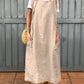 Vestido de mulher em algodão e linho com alça ajustável e bolso