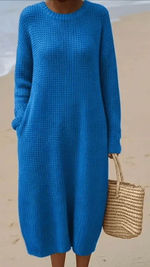 Vestido camisola de gola redonda para mulher