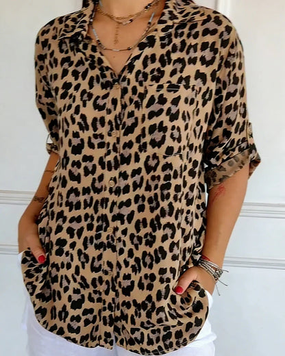 Blusas elegantes com estampa de leopardo
