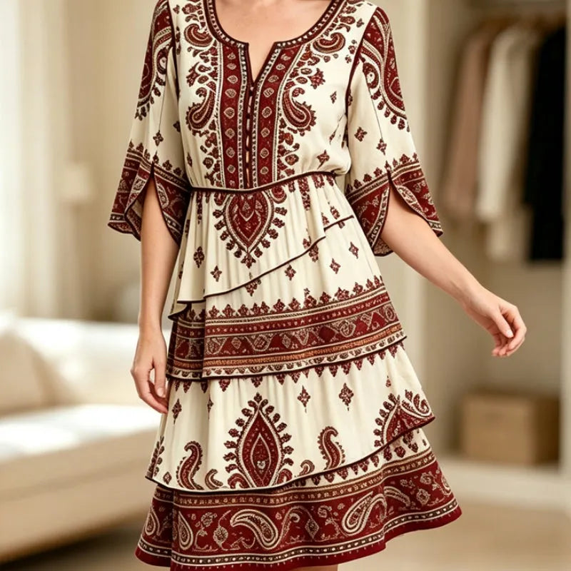 💃 Vestido de menina estilo boho com decote em V e folhos