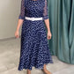 Vestido de manga curta em chiffon com bolinhas
