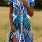 Vestido estampado com gola redonda e manga curta