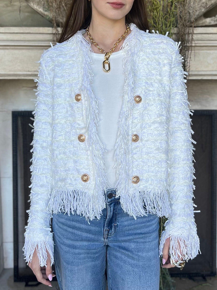 Casaco Cardigan Elegante com Borlas para Mulher