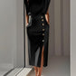 Vestido midi de cor sólida 2025