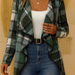 Cardigan feminino casual solto com estampado xadrez e manga comprida