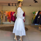 Vestido midi de renda off-white