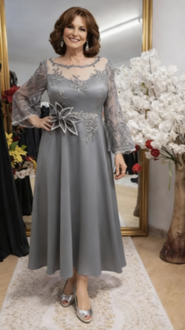 Vestido de noite com estampado floral 3D