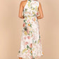 Vestido comprido com decote halter e estampado floral