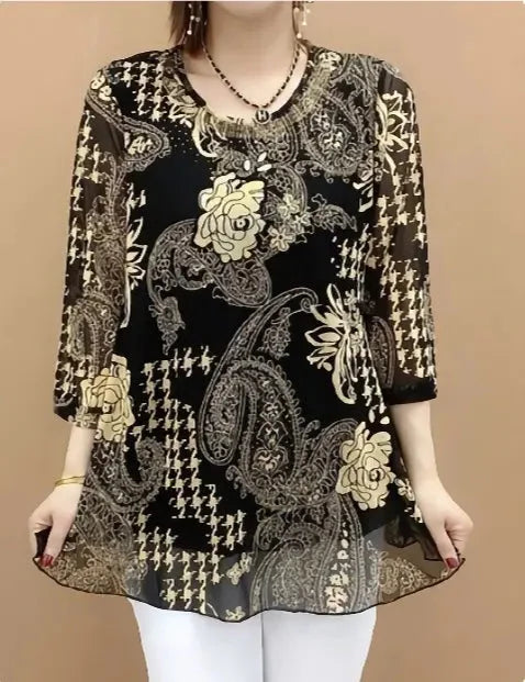 🔥【S-5XL】💐2025 Nova camisola de verão com top elástico largo a cobrir a barriga