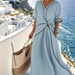 Vestido listrado feminino solto