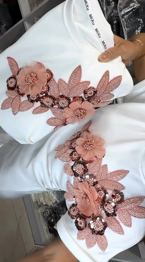 💖 Saldos de verão 50% DESCONTO 🌼Saia floral para mulher com decote redondo e estampado 3D