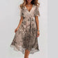 🔥 Elegante vestido de chiffon estampado com decote em V✨