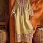 Vestido comprido de algodão e linho com estampado floral boémia