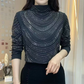 Blusa de mulher elegante de mangas compridas com lantejoulas
