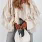 Blusa casual para mulher com decote em V e patchwork