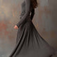 Vestido maxi vintage canelado em cinzento carvão