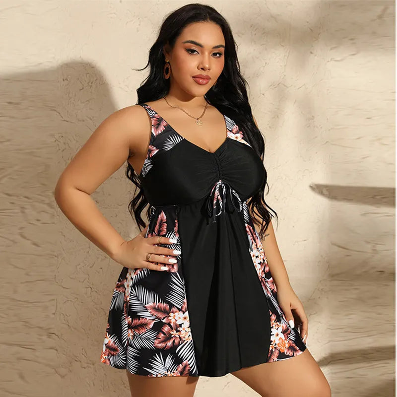 🩱Fato de banho feminino estampado sem mangas com decote em V🏖️