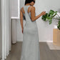 Vestido comprido de senhora, de duas peças, estilo regata, com recortes laterais
