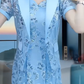 Conjunto de casaco de malha e vestido para mulher bordado com strass