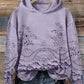 Sweatshirt casual para mulher com capuz floral texturizado e bolsos
