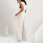 Conjunto elegante de duas peças para mulher em cor sólida