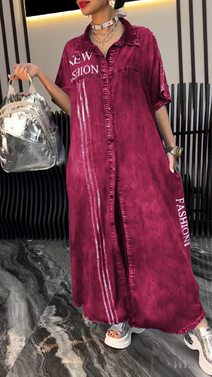 Vestido de mulher com lapelas Tencel Denim Confortável e moderno