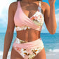 Conjunto de biquíni de cintura alta para mulher com estampado floral