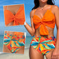 Conjunto de biquíni para menina com cintura alta e laço