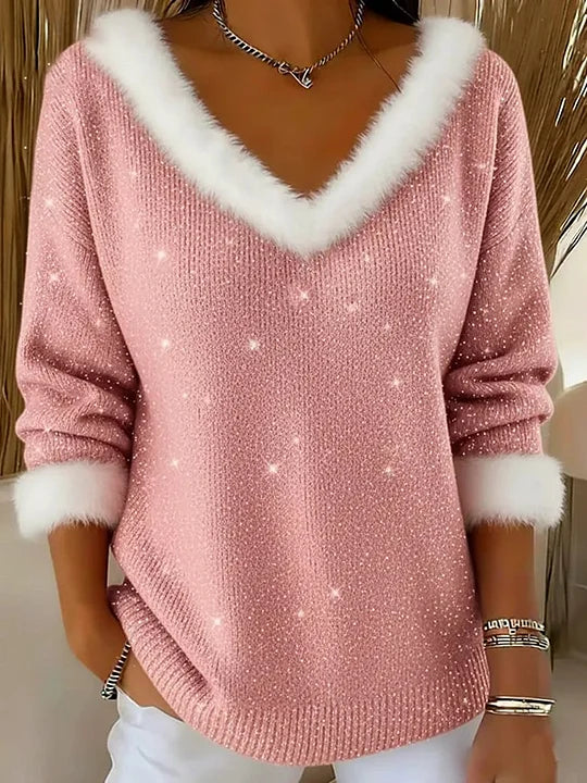 Blusa de Natal casual para mulher em pelúcia