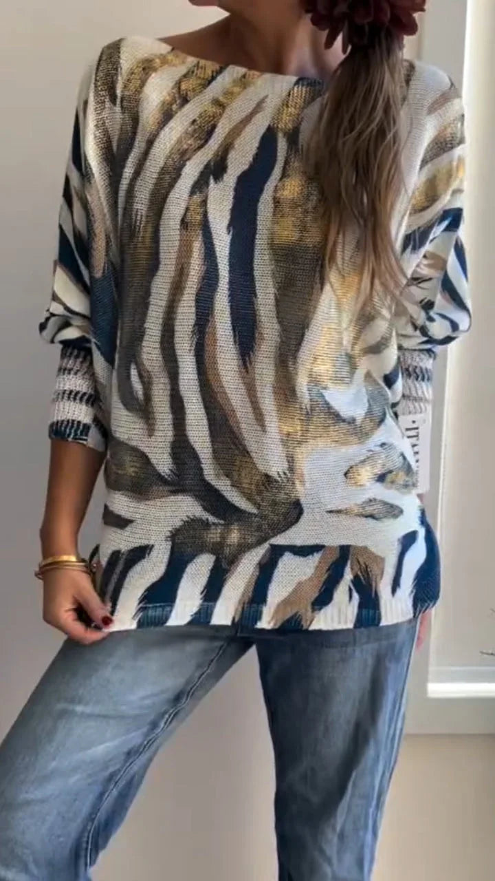 Blusa casual de mulher de gola redonda