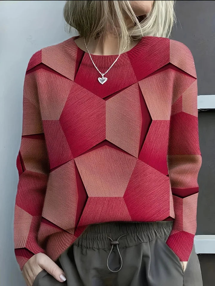 Camisola de mulher com estampa geométrica 3D