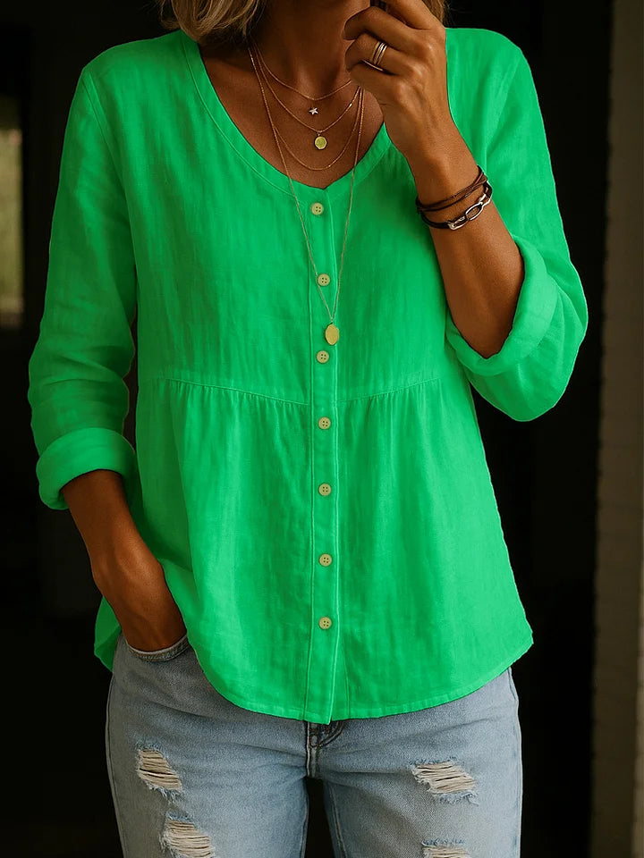 Camisa de senhora em linho e algodão